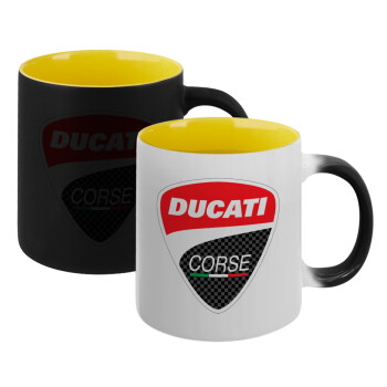 Ducati, Κούπα Μαγική εσωτερικό κίτρινη, κεραμική 330ml που αλλάζει χρώμα με το ζεστό ρόφημα