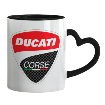 Ducati, Mug heart black handle, ceramic, 330ml