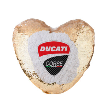 Ducati, Μαξιλάρι καναπέ καρδιά Μαγικό Χρυσό με πούλιες 40x40cm περιέχεται το  γέμισμα