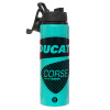 Metallic water bottle with safety lid, 850ml aluminum