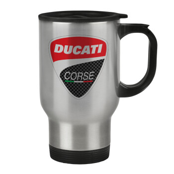 Ducati, Κούπα ταξιδιού ανοξείδωτη με καπάκι, διπλού τοιχώματος (θερμό) 450ml