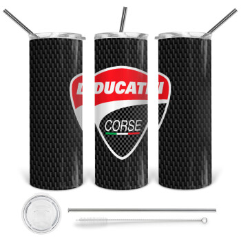 Ducati, 360 Eco friendly stainless steel tumbler 600ml, with metal straw & cleaning brush