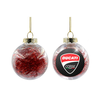 Ducati, Transparent Christmas tree ball ornament with red filling 8cm