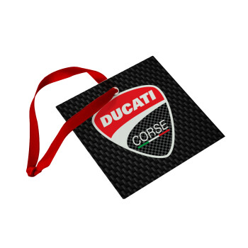 Ducati, Χριστουγεννιάτικο στολίδι γυάλινο τετράγωνο 9x9cm