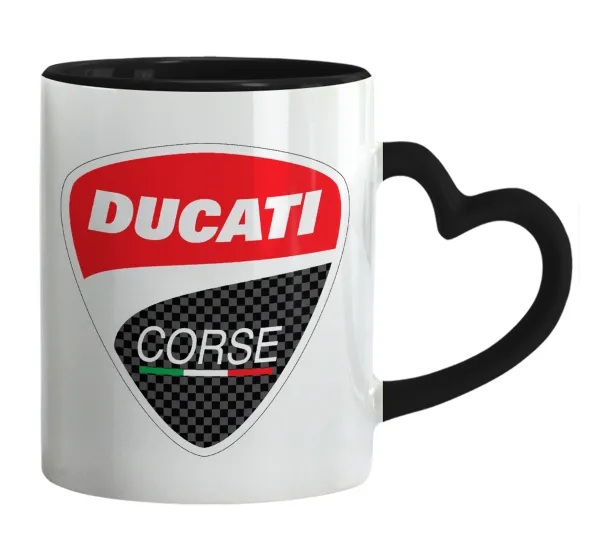 Ducati — Mug heart black handle, ceramic, 330ml