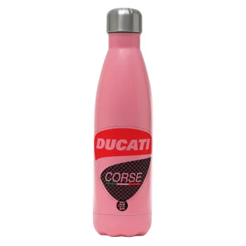 Ducati, Μεταλλικό παγούρι θερμός Ροζ Ματ (Stainless steel), διπλού τοιχώματος, 500ml