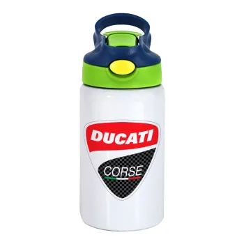 Ducati, Children's hot water bottle, stainless steel, with safety straw, green, blue (350ml)