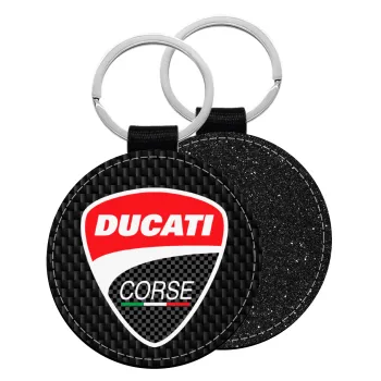 Ducati, Μπρελόκ Δερματίνη, στρογγυλό ΜΑΥΡΟ (5cm)