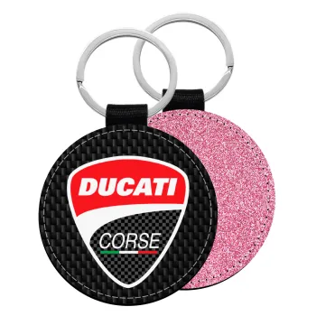 Ducati, Μπρελόκ Δερματίνη, στρογγυλό ΡΟΖ (5cm)