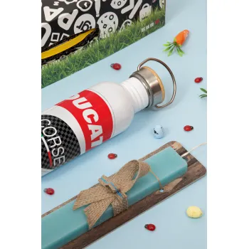 Ducati, Πασχαλινή Λαμπάδα με παγούρι μεταλλικό (620ml, stainless steel) & κερί αρωματικό πλακέ (30cm) (ΤΙΡΚΟΥΑΖ)