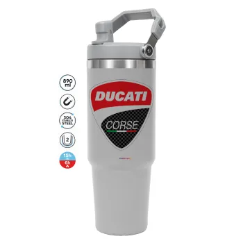 Ducati, GREY color, 890ml (30oz) stainless Steel Tumbler with Handle