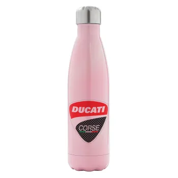 Ducati, Μεταλλικό παγούρι θερμός Ροζ Ιριδίζον (Stainless steel), διπλού τοιχώματος, 500ml