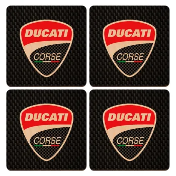 Ducati, ΣΕΤ x4 Σουβέρ ξύλινα τετράγωνα plywood (9cm)