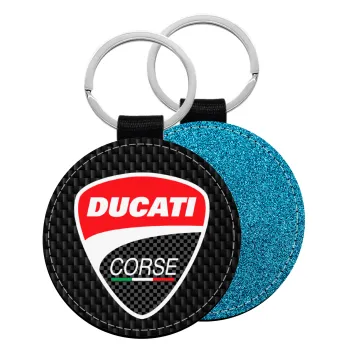 Ducati, Μπρελόκ Δερματίνη, στρογγυλό ΜΠΛΕ (5cm)