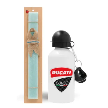 Ducati, Easter Set, metallic aluminum water bottle (500ml) & scented flat candle (30cm) (TURQUOISE)