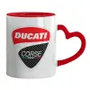 Mug heart red handle, ceramic, 330ml