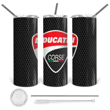 Ducati, Tumbler stainless steel 600ml, with metal straw & cleaning brush