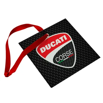 Ducati, Christmas ornament, glass square ornament 9x9cm