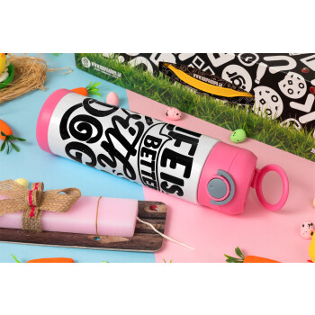 Life is better with a DOG, Easter candle, Childrens hot water bottle, stainless steel, with safety straw, PINK (500ml)