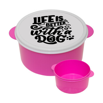 Life is better with a DOG, ΡΟΖ παιδικό δοχείο φαγητού (lunchbox) πλαστικό (BPA-FREE) Lunch Βox M16 x Π16 x Υ8cm