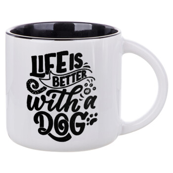 Life is better with a DOG, Κούπα κεραμική 400ml Λευκή/Μαύρη