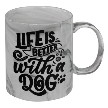 Life is better with a DOG, Mug ceramic marble style, 330ml