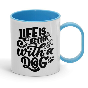 Life is better with a DOG, Κούπα (πλαστική) (BPA-FREE) Polymer Μπλε για παιδιά, 330ml