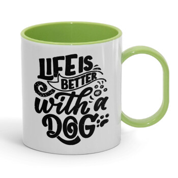 Life is better with a DOG, Κούπα (πλαστική) (BPA-FREE) Polymer Πράσινη για παιδιά, 330ml