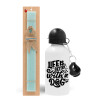Easter Set, metallic aluminum water bottle (500ml) & scented flat candle (30cm) (TURQUOISE)