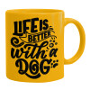 Ceramic coffee mug yellow, 330ml