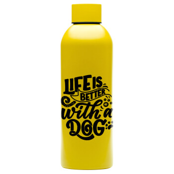 Life is better with a DOG, Μεταλλικό παγούρι νερού, 304 Stainless Steel 800ml