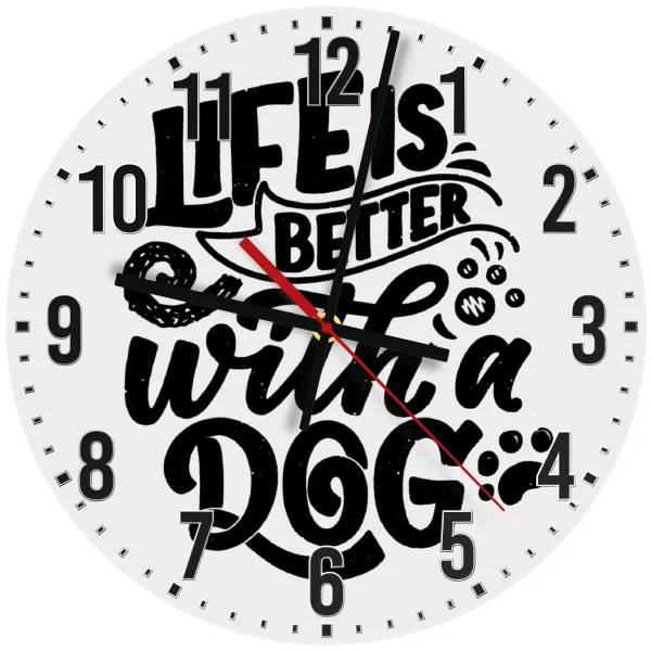 Life is better with a DOG — Ρολόι τοίχου ξύλινο 30cm