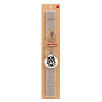 Life is better with a DOG, Easter Set, wooden keychain & scented Easter candle flat (30cm) (GRAY)