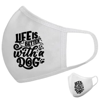 Life is better with a DOG, Μάσκα υφασμάτινη υψηλής άνεσης παιδική (Δώρο πλαστική θήκη)