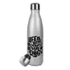 Metallic Glitter Silver Thermos Flask (Stainless steel), double-walled, 500ml
