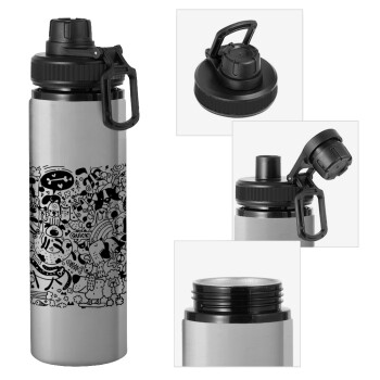 DOG pattern, Metallic water bottle with safety cap, 850ml aluminum