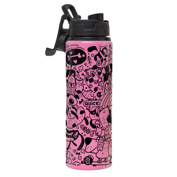 DOG pattern, Metallic water bottle with safety lid, 850ml aluminum