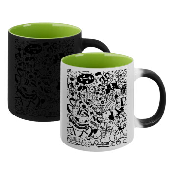 Σκυλάκια, Κούπα Μαγική εσωτερικό πράσινο, κεραμική 330ml που αλλάζει χρώμα με το ζεστό ρόφημα