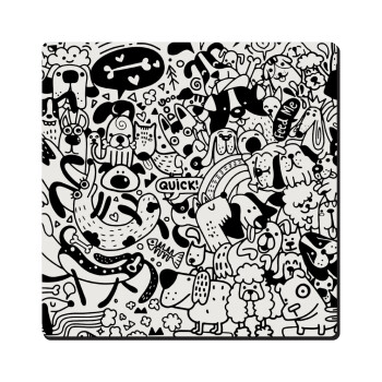 DOG pattern, Τετράγωνο μαγνητάκι ξύλινο 6x6cm