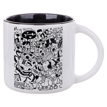 DOG pattern, Κούπα κεραμική 400ml Λευκή/Μαύρη