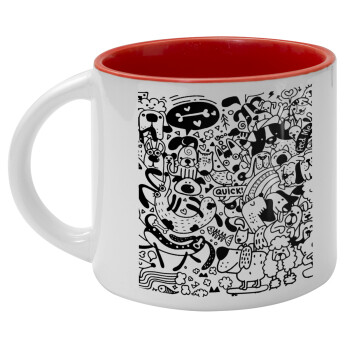 DOG pattern, Κούπα κεραμική 400ml Λευκή/Κόκκινη