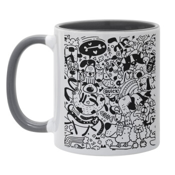 DOG pattern, Mug colored grey, ceramic, 330ml
