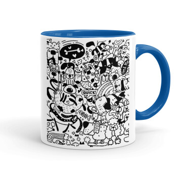 DOG pattern, Mug colored blue, ceramic, 330ml