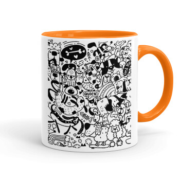 DOG pattern, Mug colored orange, ceramic, 330ml