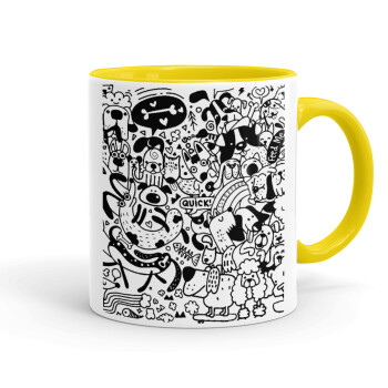 DOG pattern, Mug colored yellow, ceramic, 330ml