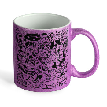 Σκυλάκια, Κούπα Μωβ Glitter που γυαλίζει, κεραμική, 330ml