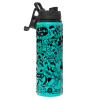 Metallic water bottle with safety lid, 850ml aluminum