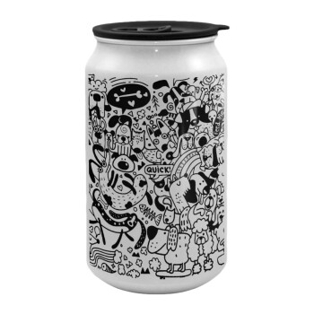 DOG pattern, Κούπα ταξιδιού μεταλλική με καπάκι (tin-can) 500ml
