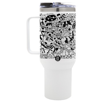 DOG pattern, Mega Stainless steel Tumbler with lid, double wall 1,2L