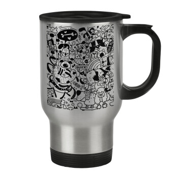 DOG pattern, Stainless steel travel mug with lid, double wall 450ml